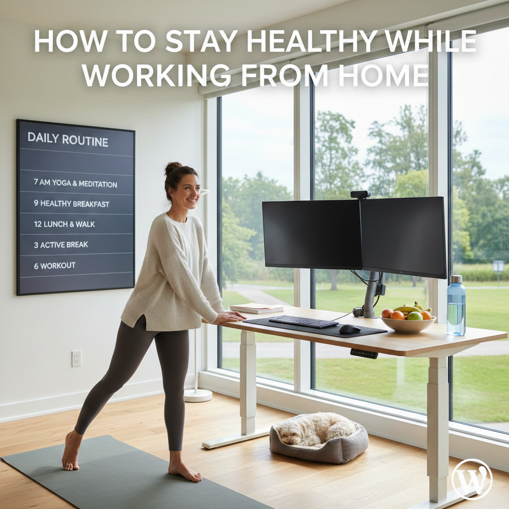 How to stay healthy while working from home with proper posture and daily exercise